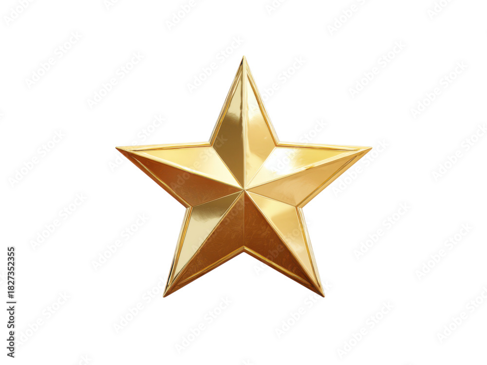 Fototapeta premium Gleaming Golden Star metallic shiny, Isolated, Png Transparent Background