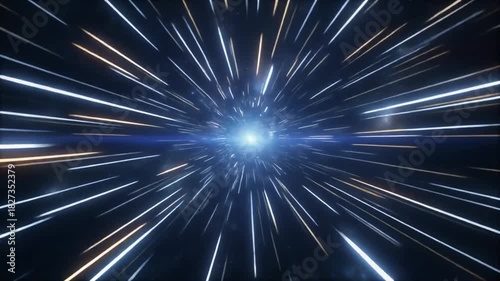 Hyperspace jump warp speed visual fx with shining starburst loop
