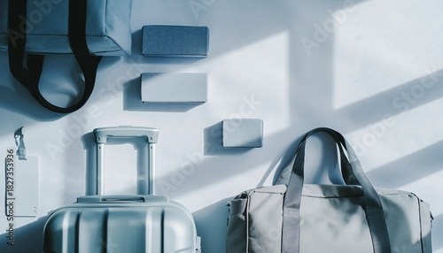 Travel Bags Suitcase and Packing Items in Bright Sunlit Room