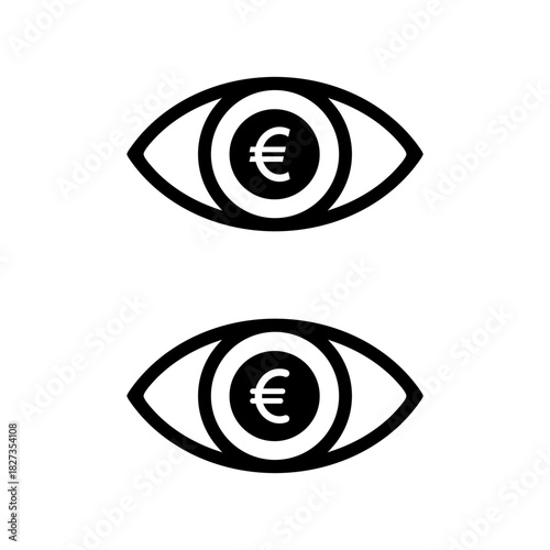 Eye with euro currency icon. Money vision symbol. Finance attention sign