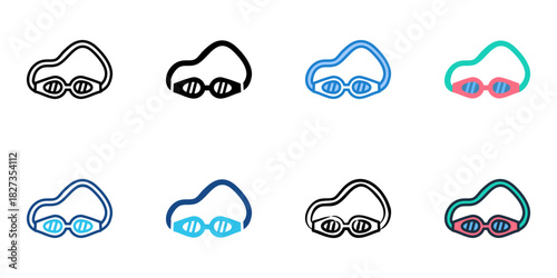 Goggles icon set multiple style vector collection 
