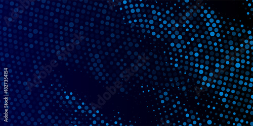 High speed dot moving technology concept. stripes halftone with blue light. speed movement pattern and motion blur over dark blue background. Vector Illustration.