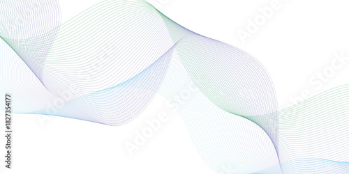 Digital frequency track equalizer. Stylized line art background. Vector illustration. Wave with lines created using blend tool. Curved wavy line, smooth stripe wave element for design. 