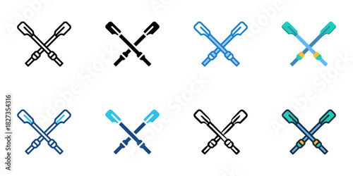 Rowing Oars icon set multiple style vector collection 

