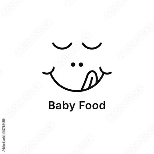 thin line baby food logo. concept of parental care, visual identity, baby formula, fun, child development. isolated on white background. linear style trend modern brand design vector illustration