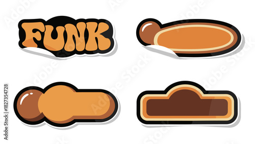 Groovy 70s retro empty banner with bubble shape, vintage hippie style text box vector