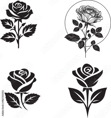 Rose flower silhouette illustration