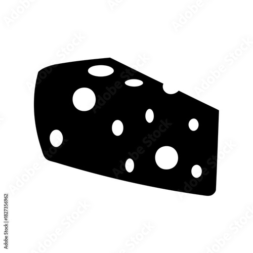 Simple black and white clip art illustration of a wedge of cheese