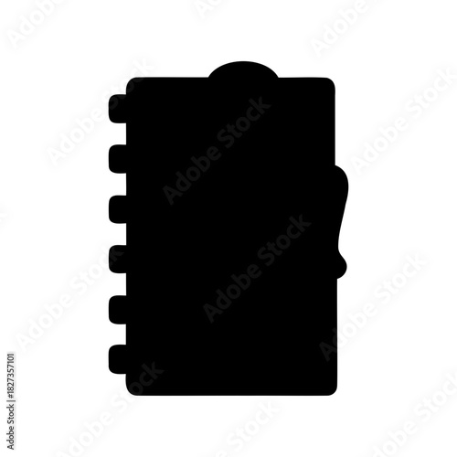 Black and white illustration of a clipboard with pages and a handle