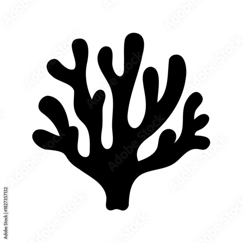 Simple black silhouette of coral reef on white background illustration graphic art