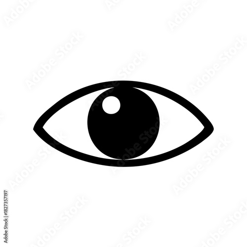 Simple isolated eye icon design symbolizing vision, perception, and optical sense