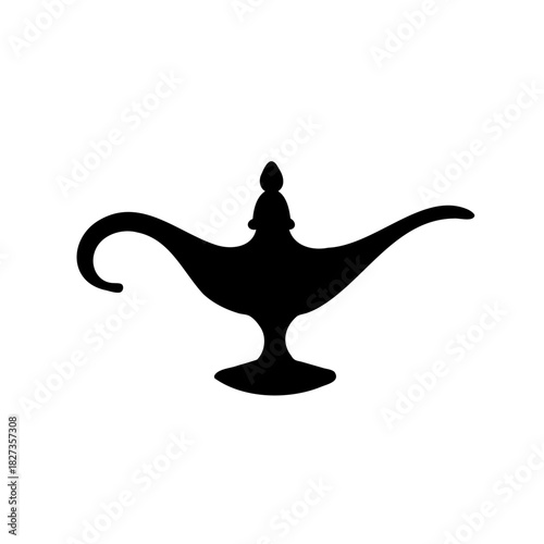 Silhouette of a traditional Genie Lamp evoking fairy tales and magical tales