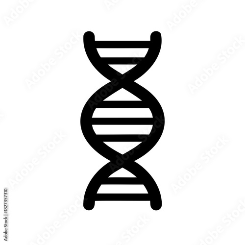 Black and white DNA strand helix representation for science or biology