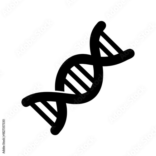 Black silhouette depiction of a DNA double helix structure on white background