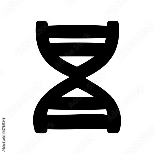 Stylized graphic representation of DNA double helix structure in black and white
