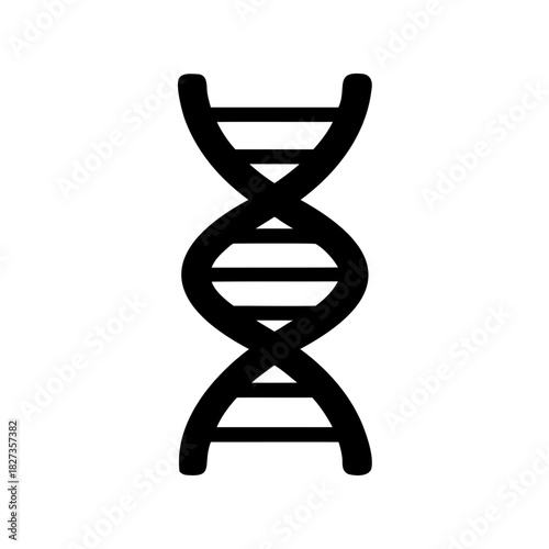 Black and white representation of double helix deoxyribonucleic acid molecule structure