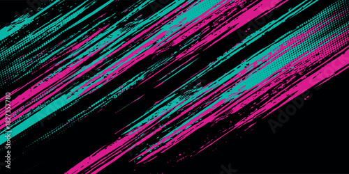Car sticker wrap banner abstract sporty lines pink blue greenish grunge color combination brush storm thunder modern vector