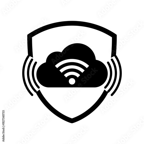 Safer Internet Day Cloud shield with wi fi signals radiating cybersecurity vector