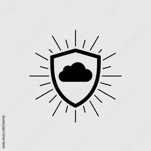 Safer Internet Day Cloud security shield vector icon