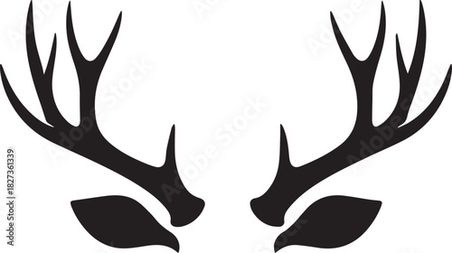 Reindeer ears with antlers silhouette vector flat illustration design