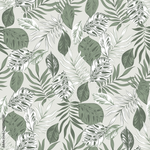 topical leaf seamless pattern on background