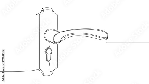 Door handle with keyhole outline in minimalist design  