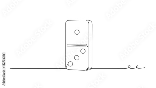 Simple line drawing of a single domino piece on a white background  
