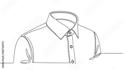 Outline of a collared shirt in minimalist design style  
