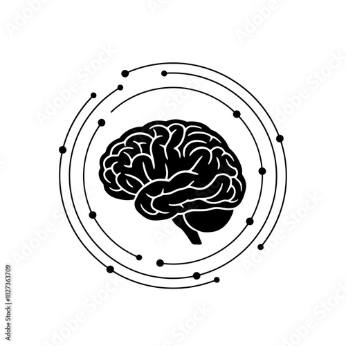 International Epilepsy Day Brain Icons Minimalist brain silhouette with connected network nodes