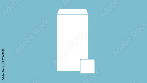 Two white envelopes, one larger and one smaller, against a light blue background