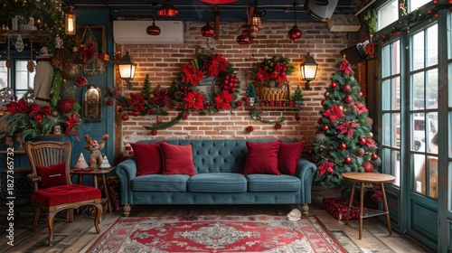 Christmas-themed café corner