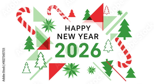 Happy New Year 2026 Festive Holiday Celebration Design.