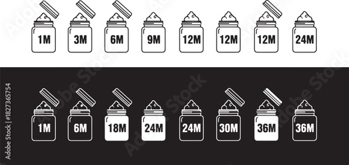 Baby food jar set with different age labels illustration concept
