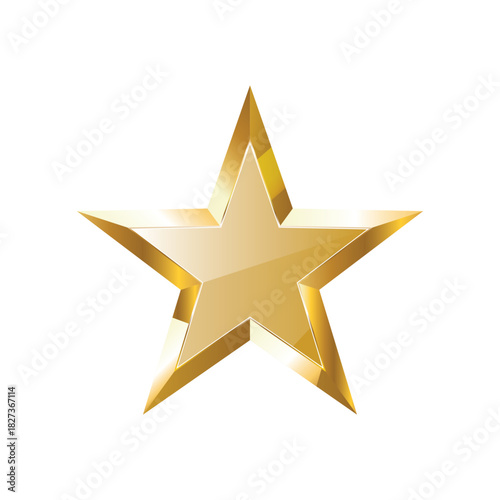 Golden shiny star with a threedimensional effect, symbolizing excellence, success, and quality