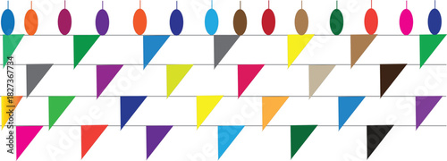 Vibrant carnival garland featuring colorful decorative flag pennants — perfect for birthday celebrations, parties, festivals and fair-themed decorations.