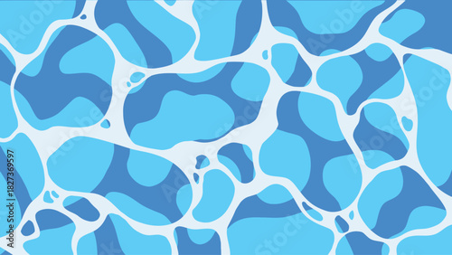 Abstract illustration of shimmering blue water ripples with dynamic light reflections, capturing the serene and fluid movement of a sunlit pool surface