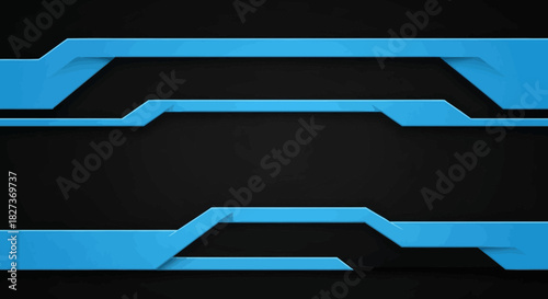 Abstract blue lines on black background modern design.