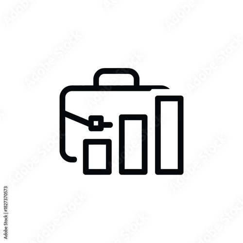 Abstract illustration of business portfolio growth showing briefcase merged with increasing bar chart symbolizing financial performance