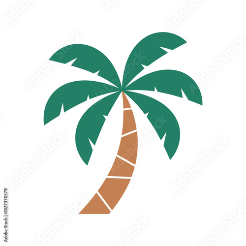 Tropical summer vacation icon showing colorful palm tree symbolizing beach holiday leisure resort and exotic natural environment