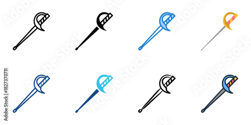 Sabre icon set multiple style vector collection 
