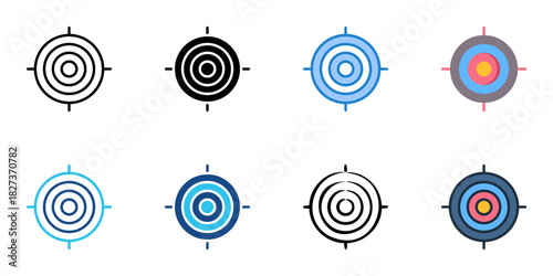 Shooting Target icon set multiple style vector collection 
