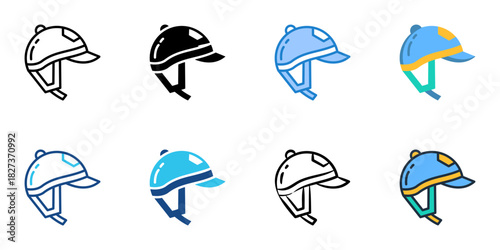 Equestrian Helmet icon set multiple style vector collection 
