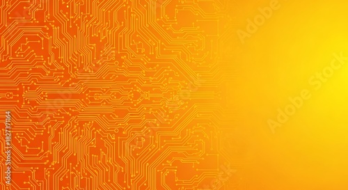 Abstract orange and yellow gradient with circuit board texture overlay