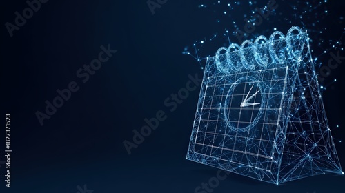 A digital calendar and clock fuse in a modern, ethereal representation of time, dates, and schedules. The intricate illustration. ..Created with Generative AI, not depicting real subjects.