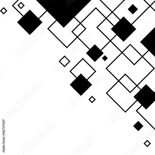 Modern geometric square pattern with abstract lines and shapes