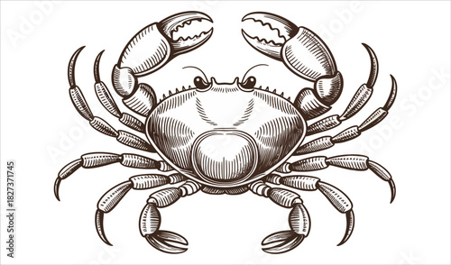 Nautical Crab Engraving (Brown/Grey Shading)