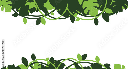 Jungle Vines and Leaves Border Frame.