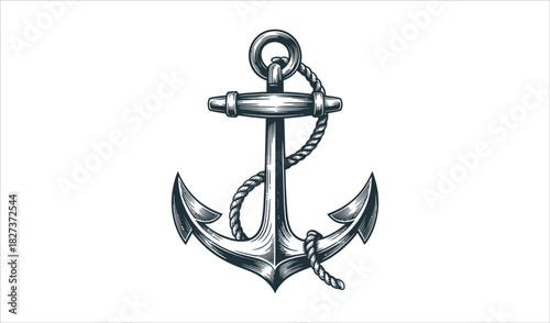 Stylized Blue-Tinted Metallic Ship Anchor - Modern Nautical Icon
