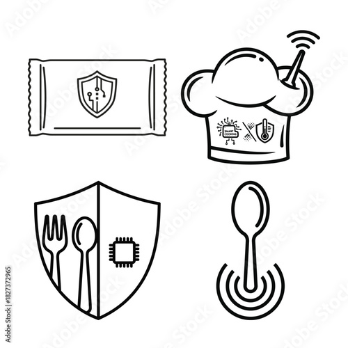 Black outline icon of an upright spoon with concentric ripples at its base, symbolizing taste, flavor, or culinary experience