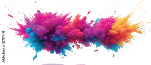 Colorful powder explosion vibrant holi powder bursting perfect for creative designs and artistic backgrounds